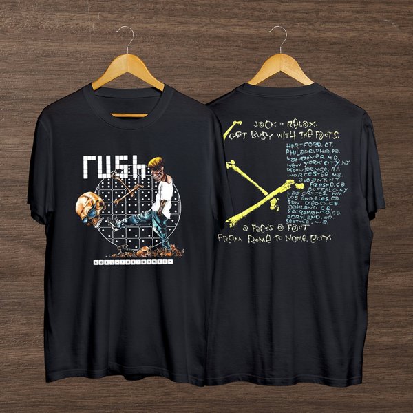 1991 Rush Rock Band Rolling The Bones Pushead Deadstock Tour 1991 T-Shirt-image