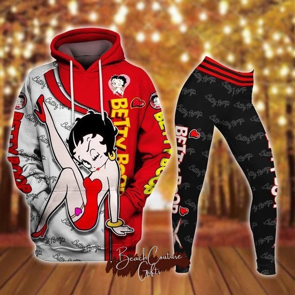 Betty Boop All Over Print Hoodie Betty Boop Hoodie Legging Set-image