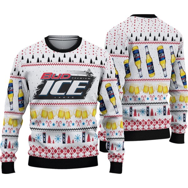 Bud Ice Lager Beer Ugly Christmas 3D Sweater-image