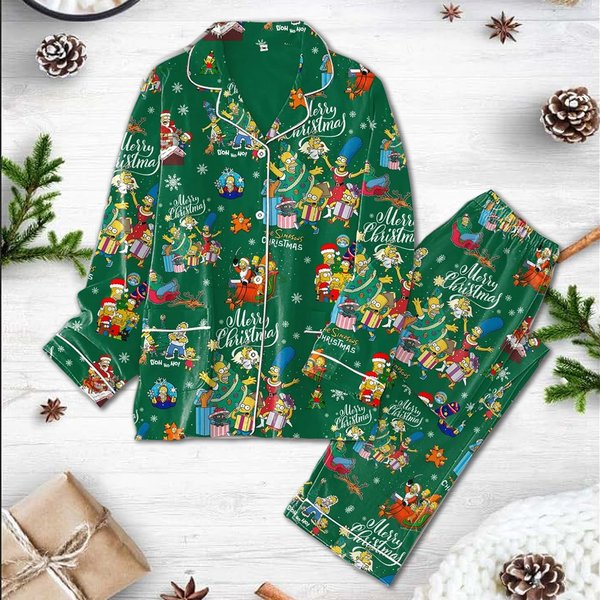 Christmas Simpson Pajamas Set, Homer Simpson Thick Pajamas-image