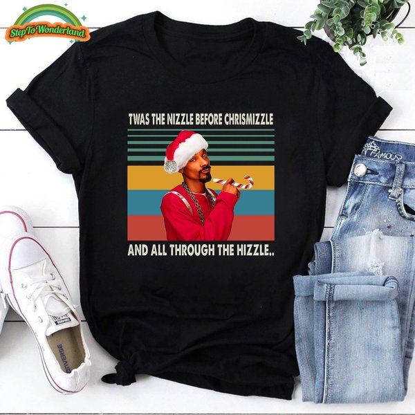 Vintage Snoop Dogg Santa Was The Nizzle Before Christmizzle Tshirt-image