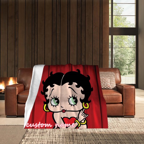 Betty Boopea Custom Name Blanket For Holidays-image