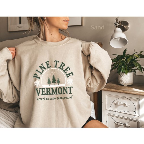 Pine Tree Vermont Sweatshirt, White Christmas Movie 1954, Christmas Sweatshirt-image