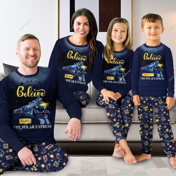 Personalized Family Christmas On Po-Lar Express Pajama Set, Family Pajamas Set-image
