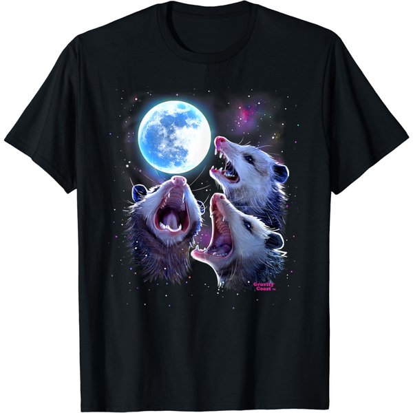 Three Opossums Howling At The Moon Funny Pet Possum Shirt T-Shirt-image