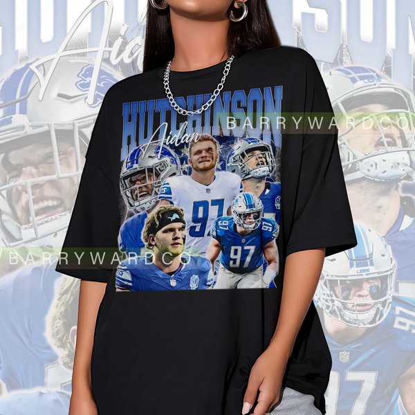Aidan Hutchinson Vintage 90S Shirt, Aidan Hutchinson Graphic Tee, Football Shirt-image