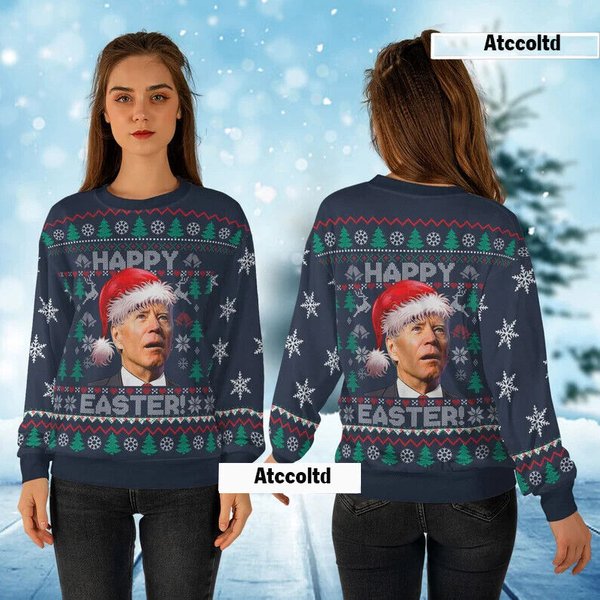 Santa Joe Biden Merry Easter Ugly Christmas Sweater