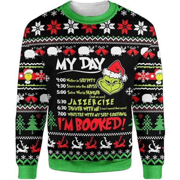The Grin Ugly Christmas Sweater, My Day I'm Booked Grin Ugly Christmas Sweater