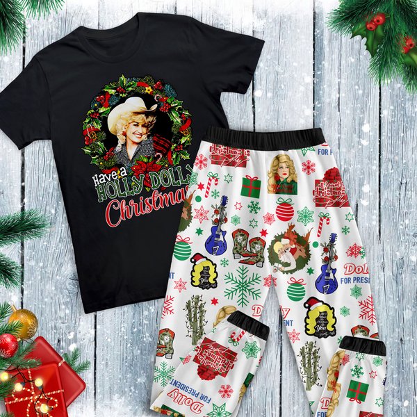 Holly Dolly Christmas Family Pajamas Set 2023-image