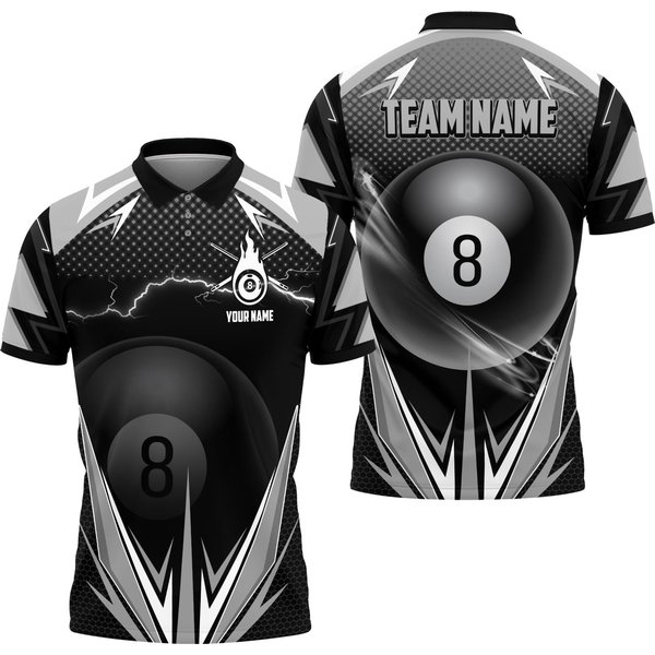 Gray Billiard Personalized Name, Team Name Polo Shirt-image