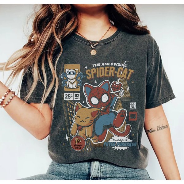 Vintage Funny Spider Cat Shirt, The Ameowzing Spider Cat-image
