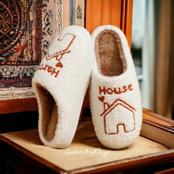 Funny Harry House Slippers, Cute Design House Fluffy Cozy Slides