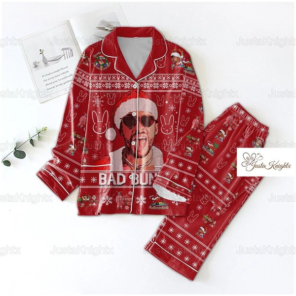 Bad Bunny Christmas Pajamas Set For Women-image