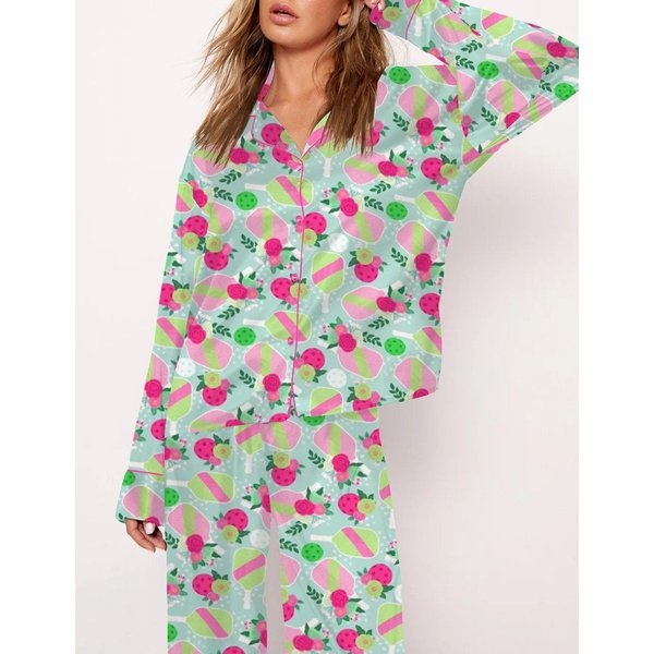 Pretty Pickleball Pajama Set, Pickleball Christmas Pajama