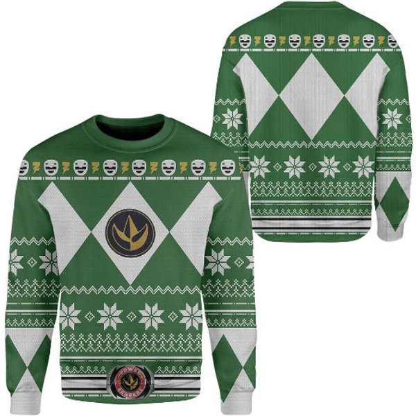 Green Power Rangers Ugly Christmas Sweater-image