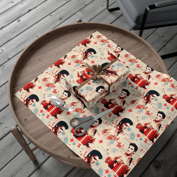 Elvis Presley Christmas Wrapping Paper, Gift Wrapping Paper-image