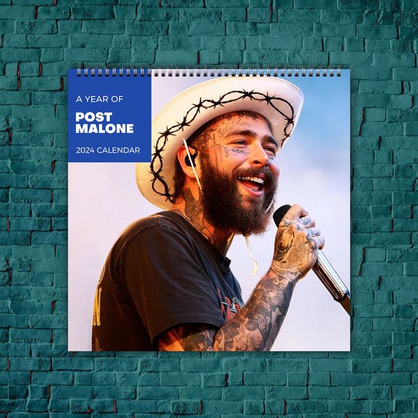 Post Malone Calendar 2024,Celebrity Calendar, Post Malone 2024 Wall Calendar-image