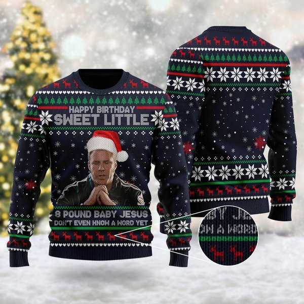 Happy Birthday Sweet Little 8 Pound Baby Jesus 3D T-Shirt-image