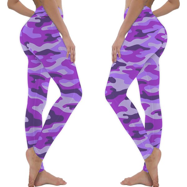 Purple Camo Camouflage High Waisted Yoga Leggings-image