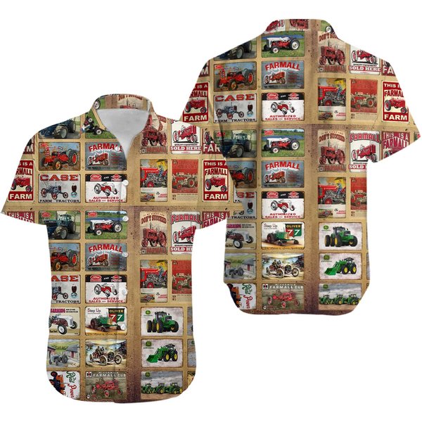 Vintage Tractor Hawaiian Shirt-image