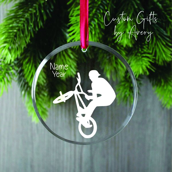 Personalized Bmx Glass Ornament, Decor Ornament, Christmas Ornament-image