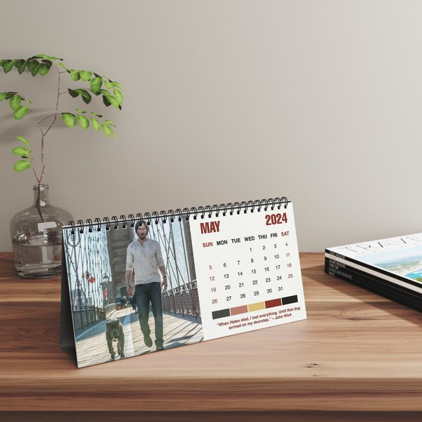 2024 Desk Calendar Featuring Keanu Reeves, Movie Calendar For Fans-image