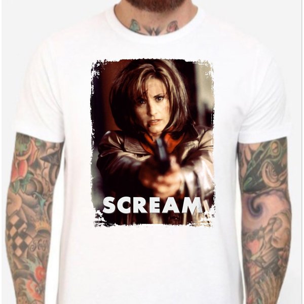 Scream - White T-Shirt. Gale Weathers, Courtney Cox-image