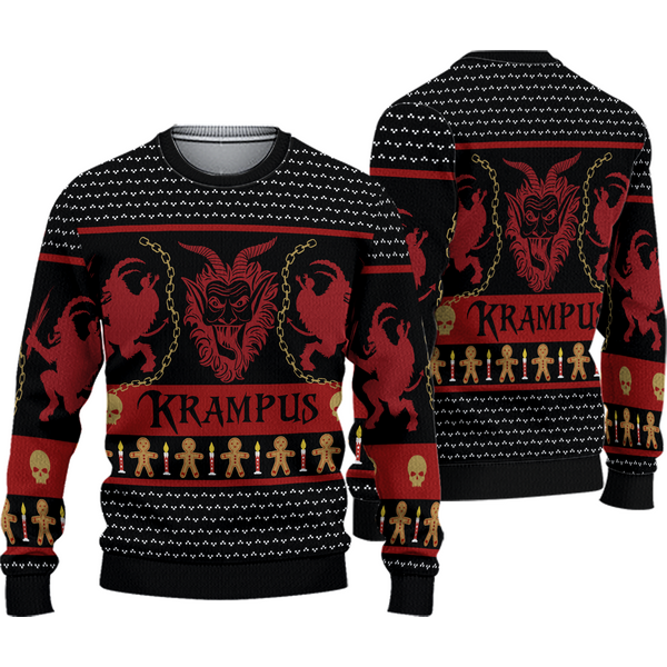 Krampus Ugly Knitted Christmas Krampus Xmas 3D Sweater-image
