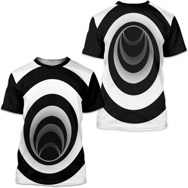 Optical Illusion Black Hole Rings Warped Design 3D Tshirt-image