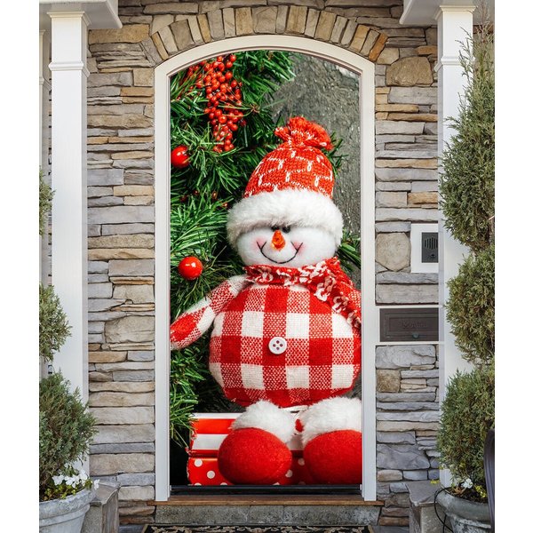 Christmas Snowman Self-Adhesive Door Cover Sticker-image