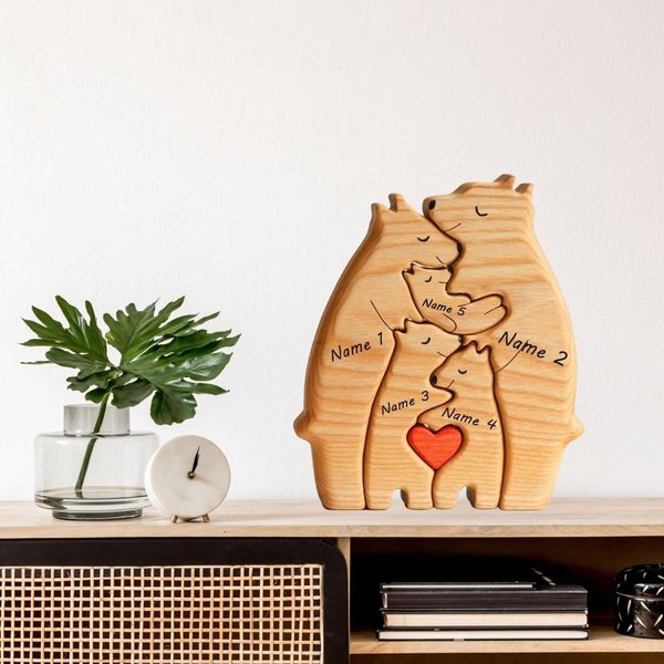 Personalized Wooden Bear Family Puzzle-image