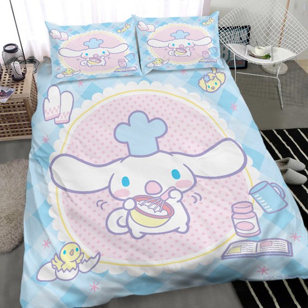 Cinnamoroll Duvet, Kawaii Cartoon Bedding Set-image