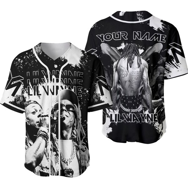 Personalize Lil Wayne Rapper Grunge Custom Baseball Jersey, Lil Wayne Music Jersey-image