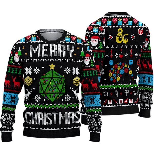 Dungeons And Dragons Merry Critmas Christmas Gift Ugly Christmas Sweater-image