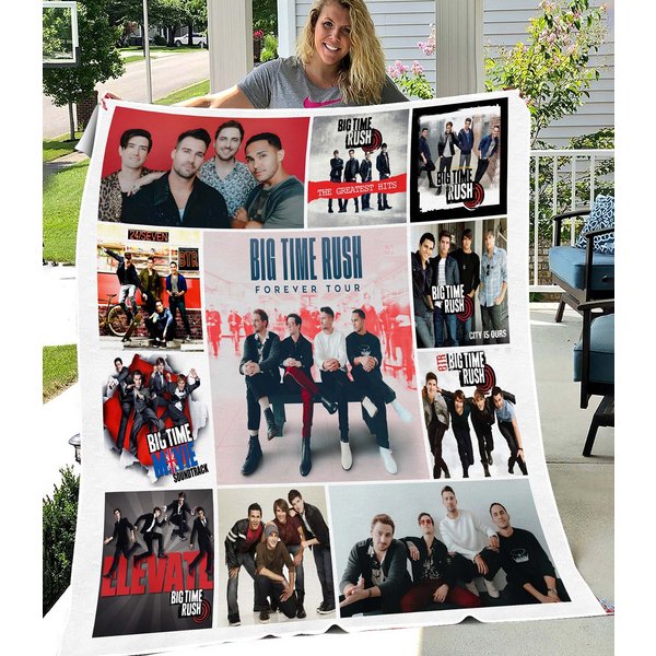 Big Time Rush Fleece Blanket, Love Forever Tour Btr Fan Blanket-image