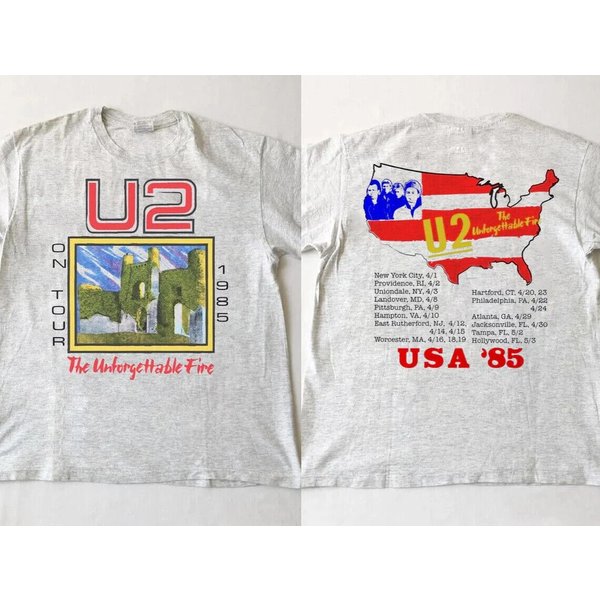 U2 On Tour 1985 T-Shirt, Double Sided T-Shirt-image