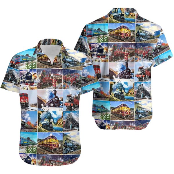 The Train Pattern 3D All Over Print Hawaiian Shirt-image