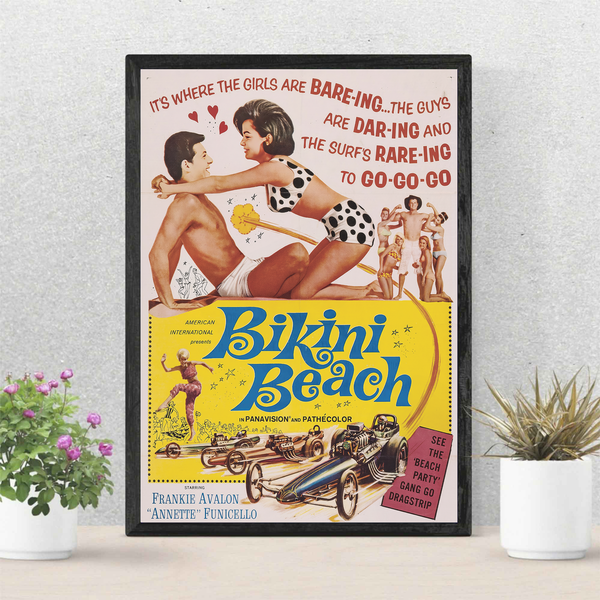 Bikini Beach, Annett Funicello, Frankie Avalon Vintage Movie Poster Print-image