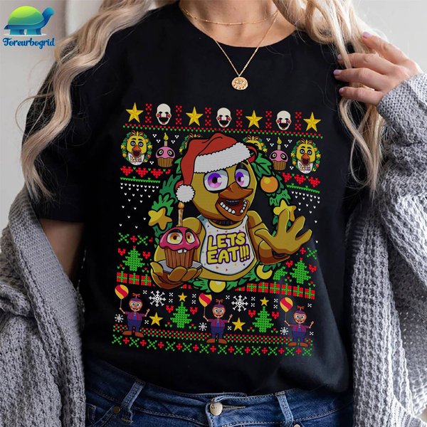 Fnaf Five Nights At Freddy's Chica Christmas T-Shirt-image