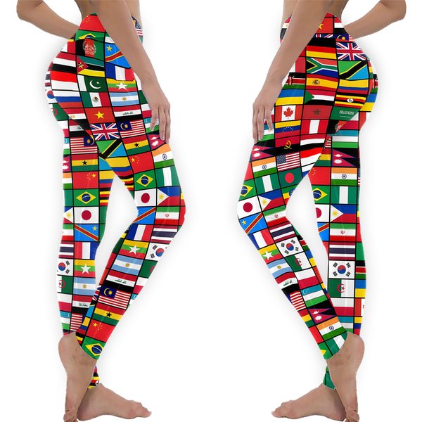Flags Of The Countries Of The World, Worlds Flags Pattern Leggings-image
