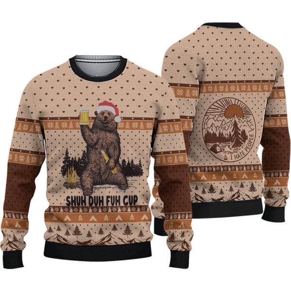Shuh Duh Fuh Cup Bear Ugly Knitted Christmas Sweater-image