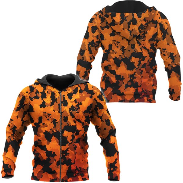 Savage Orange Camo 3d Zip Hoodie