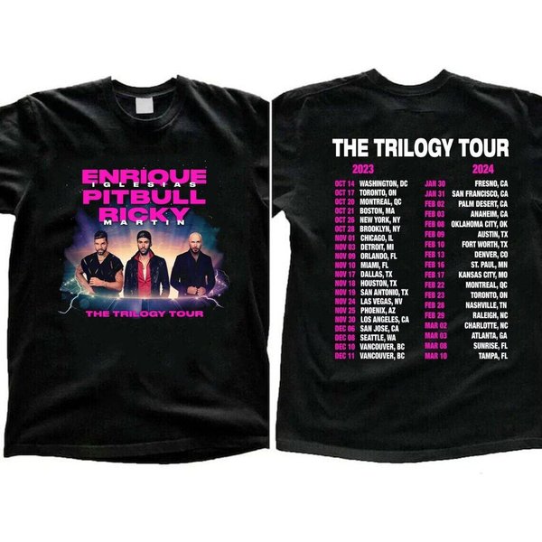 Enrique Iglesias Ricky Martin Pitbull Trilogy Tour 2023 2024 Concert Shirt-image