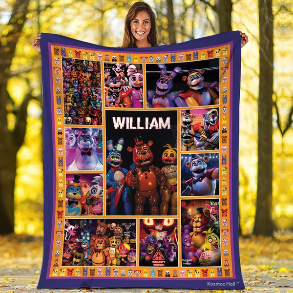 Personalized Five Nights At Freddy's Fleece Blanket, Fnaf Blanket
