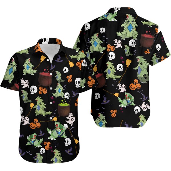 Pkm Tyranitar Hallowen Pattern Hawaii Shirt-image
