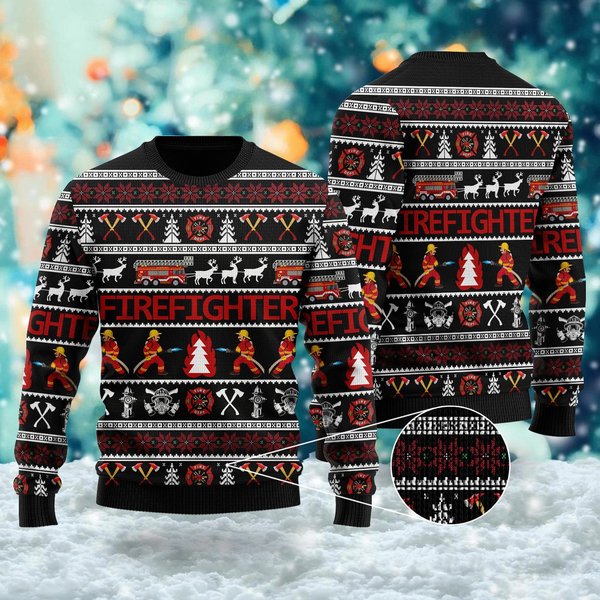 Firefighter 3d Ugly Christmas Sweater, All Over Print Unisex Ugly