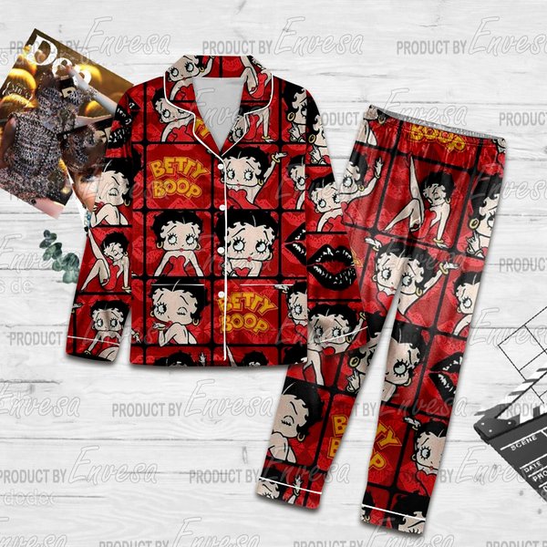 Betty Boop Women's Pajamas Set, Betty Boop Cartoon-image