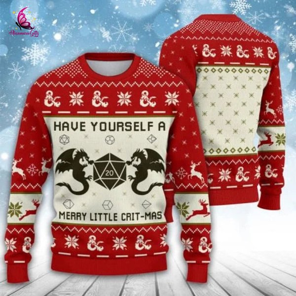 D&D Have Yourself A Merry Little Critmas Ugly Christmas Sweater,Dungeons Dragons-image