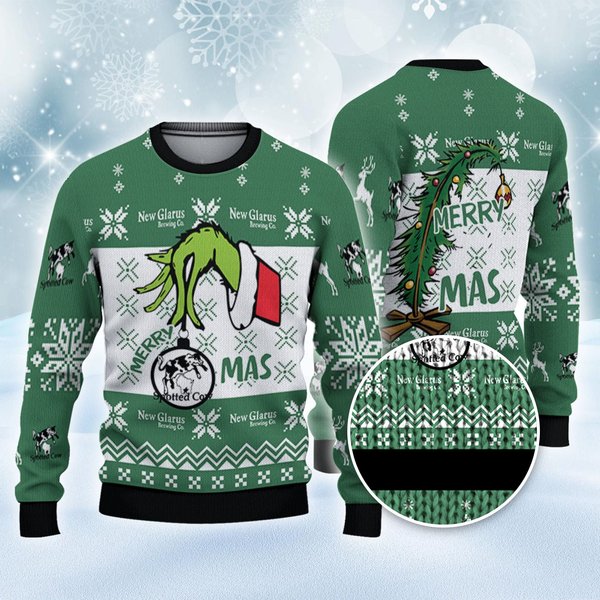 Spotted Cow The Grin Christmas Ugly Sweater-image
