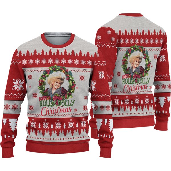 Have A Holly Dolly Ugly Xmas Sweater, Dolly Parton Shirt-image